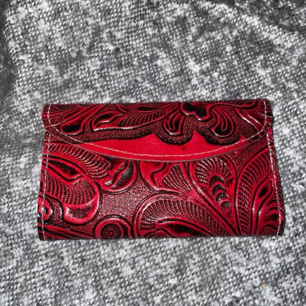 New beautiful Red leather Embossed wallet